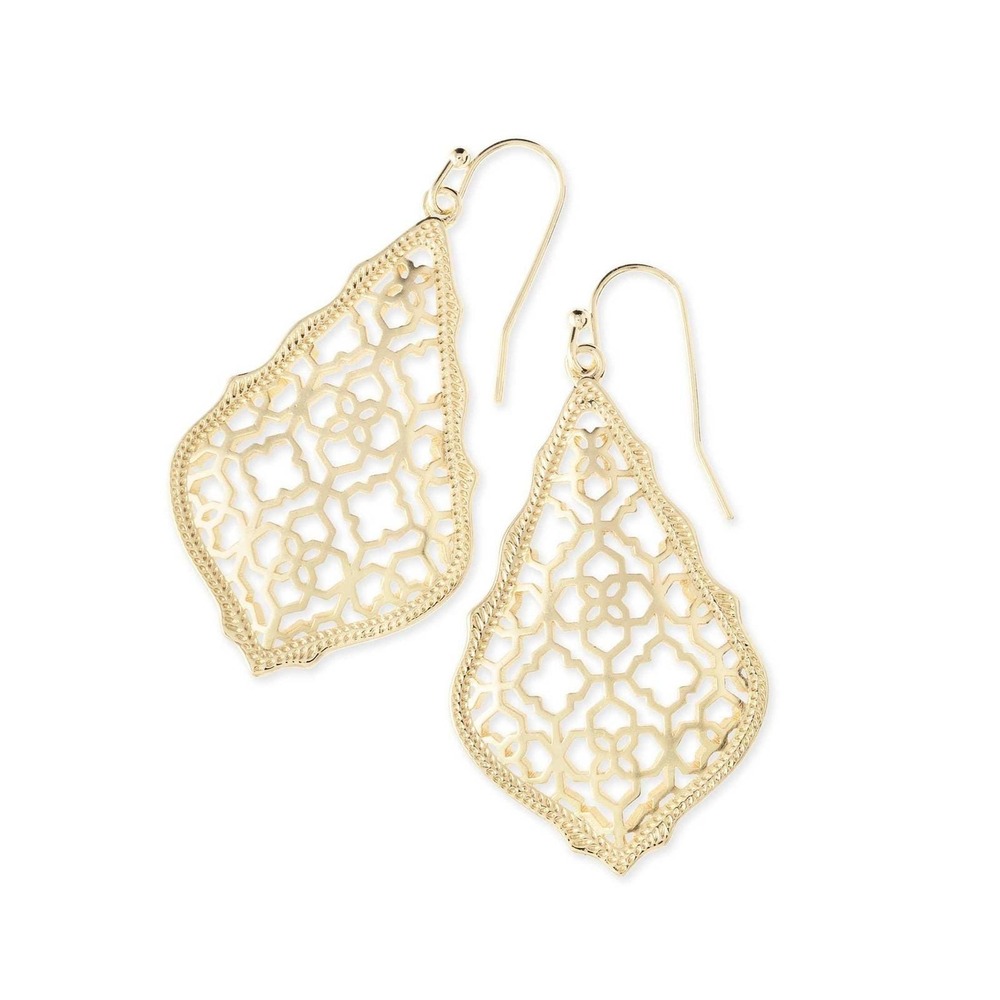 NWT Kendra Scott Addie Gold Drop Earrings in Gold Filigree / Box Included!